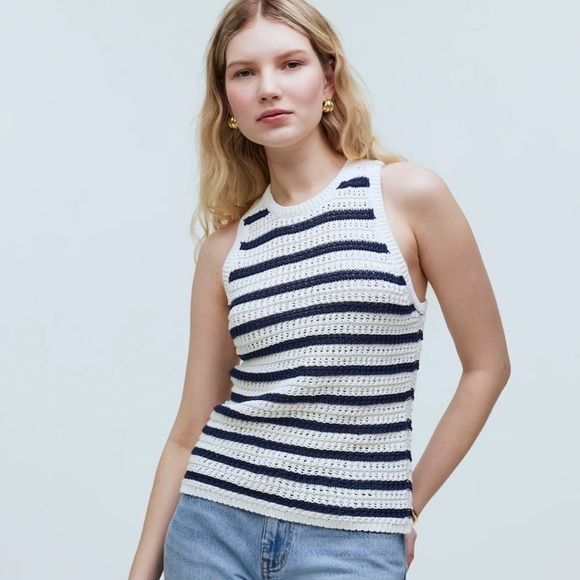 Madewell Crochet-Knit Crewneck Sweater Tank - Picture 1 of 5